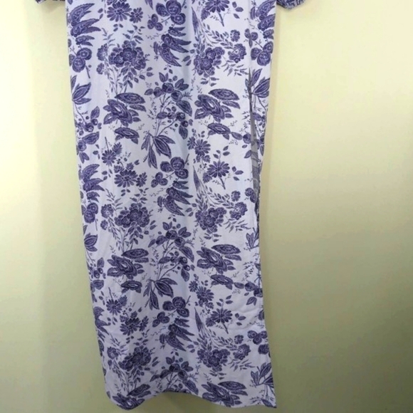 HILL HOUSE The Simone Midi Dress Lilac Purple Tonal Floral Medium - Picture 4 of 14